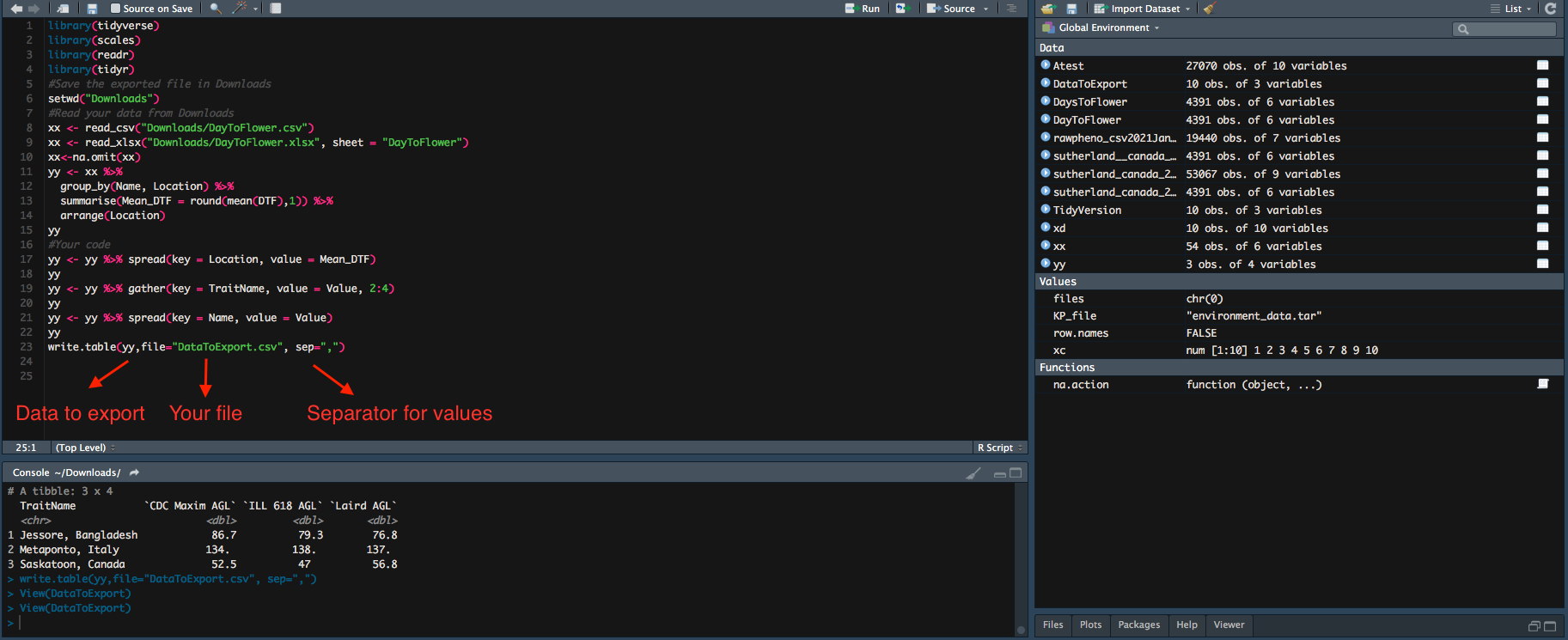 Screenshot of main code listing