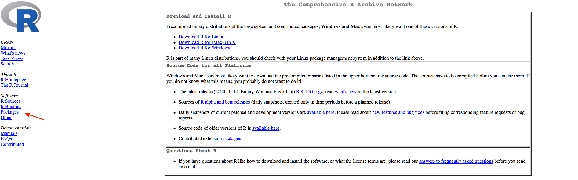 Screenshot of main code listing